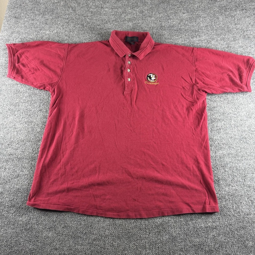 Florida State Seminoles Polo Shirt Mens XL Red NCAA Football Antigua Embroidered